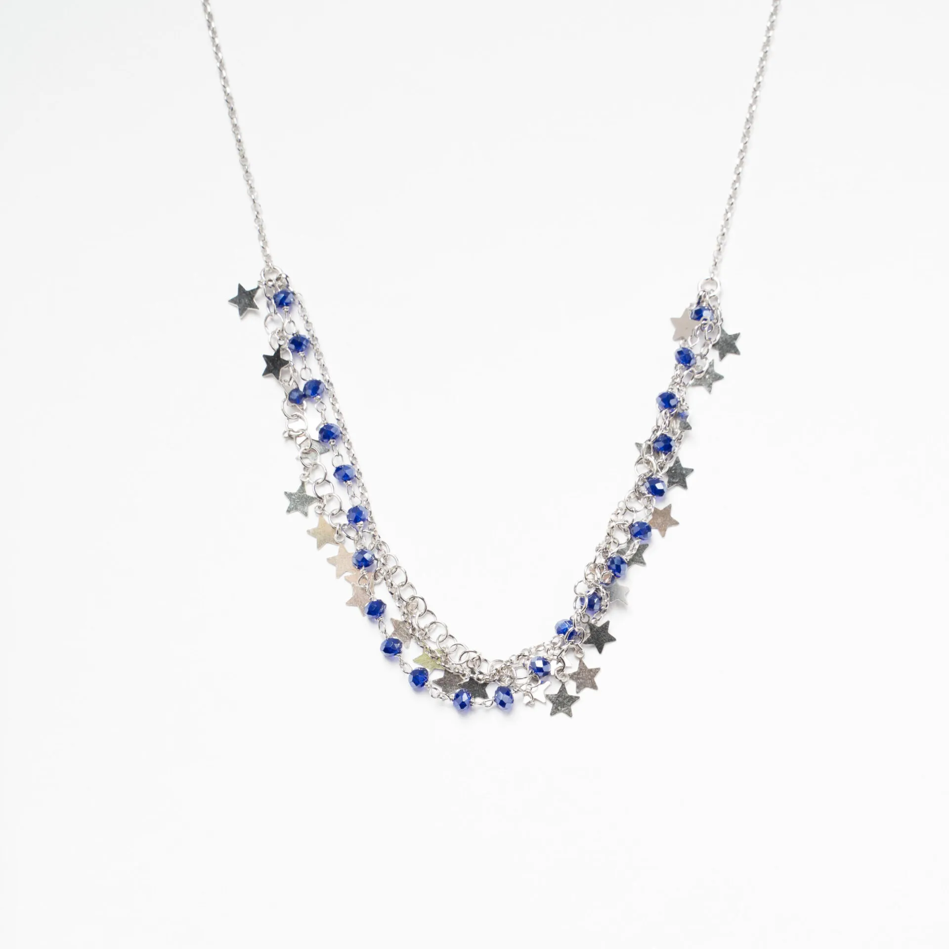 Collana in Argento Con Pietre Blu e Stelline